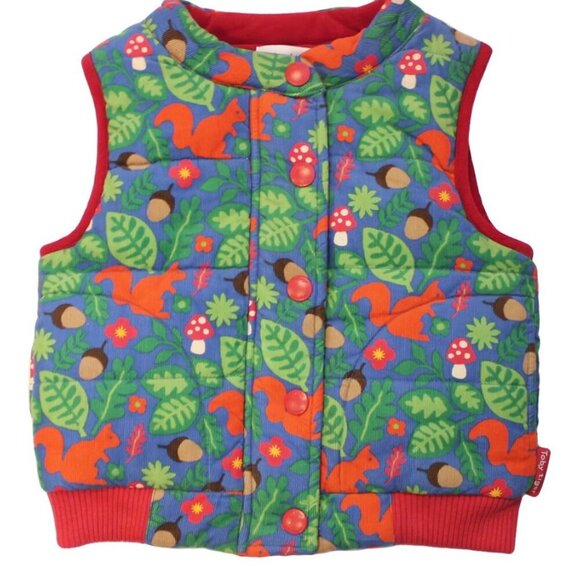 Toby Tiger Reversible Corduroy Vest/Gilet Red Squirrel Retro Kid/Youth 5/6 Yrs - Picture 10 of 10